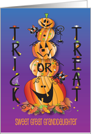 Halloween Great Granddaughter Stacked Jack O’ Lanterns and Candy card