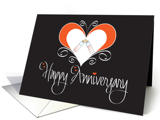 Wedding Anniversary for Expectant Parents, Hearts & Baby Bottles card