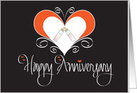 Wedding Anniversary for Expectant Parents, Hearts & Baby Bottles card