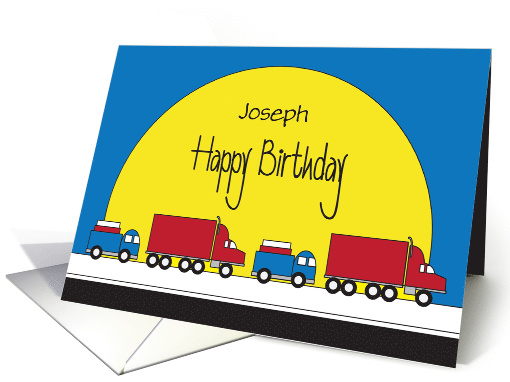 Birthday for Young Boy, Personalized Truck Convoy card (1429358)