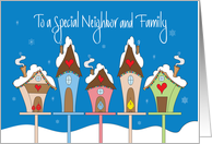 Christmas for Neighbor & Family, Festive Bird Houses & Lights card