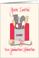 Invitation to Graduation Party for Chef with Cooking Utensils card