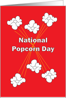National Popcorn Day, with Kernels of Popping Popcorn on Red card