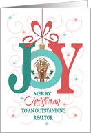 Christmas Joy to Realtor, Gingerbread House in Large Joy Ornament card