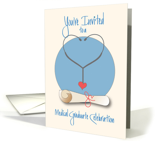 Invitation to Medical Graduation Party with Stethoscope & Diploma card