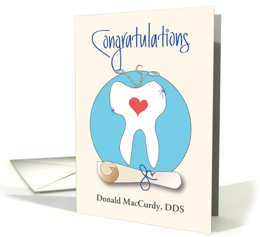 Graduation Congratulations for Dentist with Tooth and Custom Name card