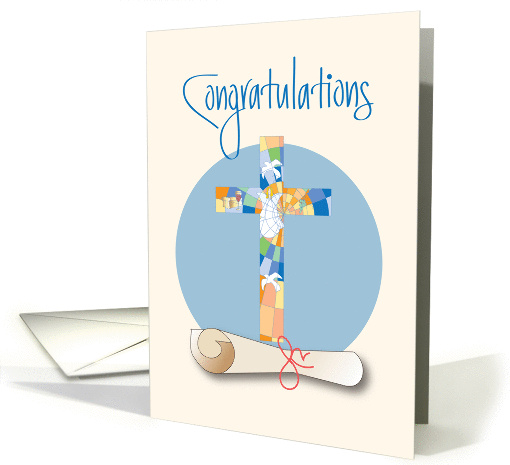Graduation Congratulations Ministry, Stained Glass Cross... (1430104)