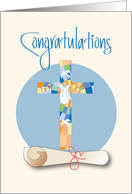 Graduation Congratulations Ministry, Stained Glass Cross & Diploma card
