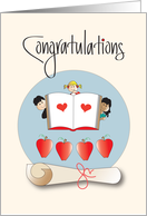 Graduation Congratulations Teacher, Kids, Open Book & Apples card