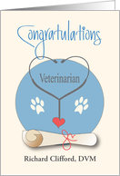 Veterinarian Graduation Congratulations with Custom Name and Prints card