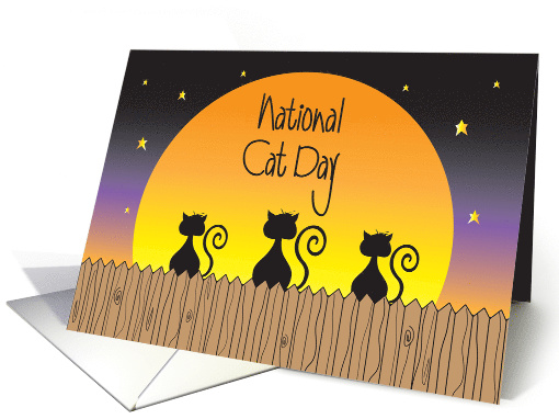 National Cat Day for Halloween, Silhouettes of Cats & Full Moon card