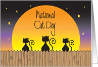 National Cat Day for Halloween, Silhouettes of Cats & Full Moon card