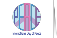 International Day of Peace, Hand Lettered Circle & Peace Sign card