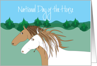 National Day of the Horse, Two Horses Running Across Field card