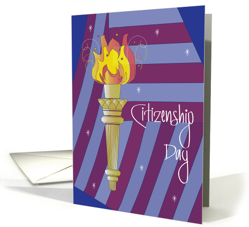 Citizenship Day, Torch of Freedom and American Flag card (1431300)