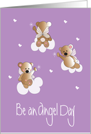 Be an Angel Day, Trio of Flying Bear Angels with Hearts card