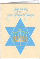 Conversion to Judaism for Her, Star of David and Menorah card