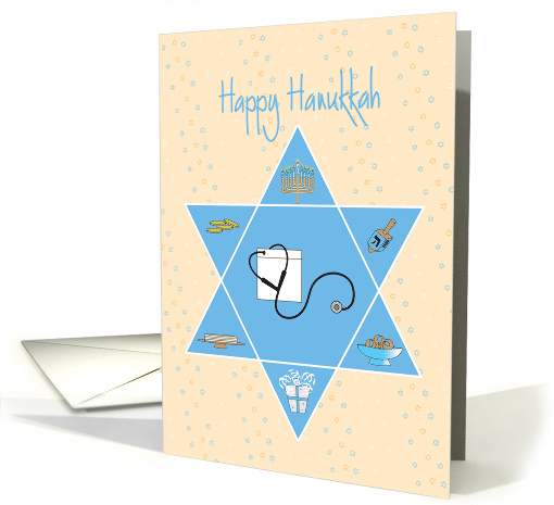 Hand Lettered Hanukkah for Nurse, Star of David with Stethoscope card
