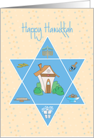 Hanukkah from Realtor, Star of David with Cute Cottage card