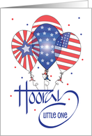 Hand Lettered Fourth of July Hooray Patriotic Balloons for Boy or Girl card