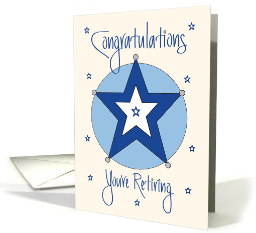 Retirement for Police Officer, Star Badge with Hand Lettering card