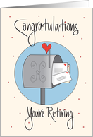 Retirement for Postal Worker, Mailbox & Envelopes card