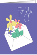 Hand Lettered Encouragement and Cheer, Flowers in Envelope card