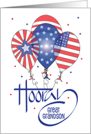 Hand Lettered Fourth of July Great Grandson Hooray Patriotic Balloons card