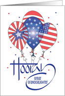 Hand Lettered Fourth of July Hooray Balloons for Great Granddaughter card
