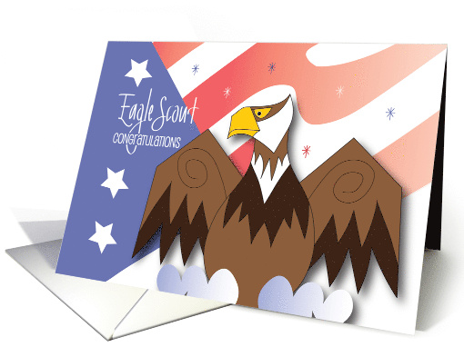 Hand Lettered Eagle Scout Congratulations Eagle and American Flag card
