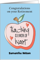 Retirement for Teacher, Students with Open Book and Apples card