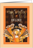 Thanksgiving for Aunt & Uncle Happy Turkey Day with Patterned Turkey card