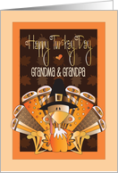 Thanksgiving for Grandma and Grandpa Patterned Turkey on Turkey Day card