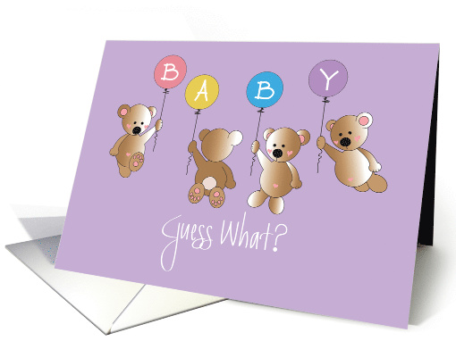 We're Pregnant, with Flying Bears & Colorful Baby Balloons card