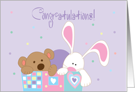 Couple Congratulations on Legal Guardianship, Bunny & Bear card