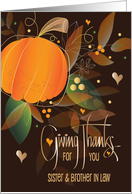 Thanksgiving Sister & Brother in Law Giving Thanks Leaves and Pumpkin card