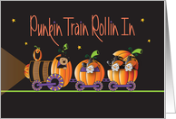 Hand Lettered Halloween for Kids Punkin Train Rollin In Bear and Mice card