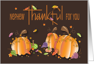 Thanksgiving for Nephew, Pumpkin Trio and Falling Leaves card