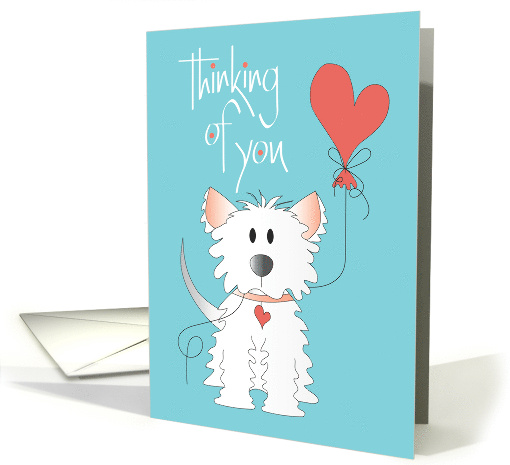 Thinking of You Friend with White Fluffy Dog and Heart... (1437012)