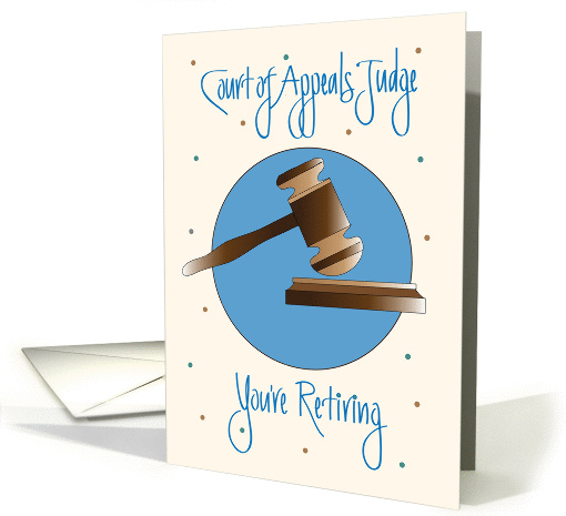 Retirement for Court of Appeals Judge, Gavel and Pounding Block card