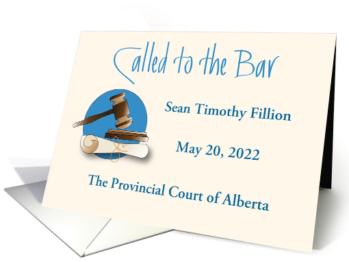 Call to the Bar, Custom Name, Date and Court Name with Gavel card