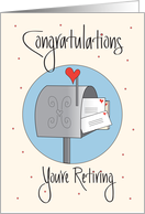 Mail Carrier Retirement Congratulations, Mailbox and Letters card