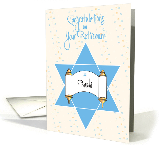 Rabbi Retirement Congratulations, Scroll and Star of David card