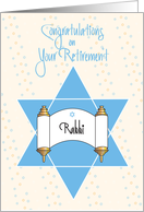 Rabbi Retirement Congratulations, Scroll and Star of David card