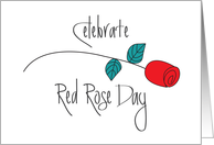 Red Rose Day, Long Stem Red Rose and Hand Lettering card