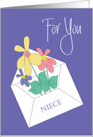 Thinking of You for Niece, Large Envelope with Floral Bouquet card