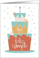 Cumpleaños Para Hija, Pastel Naraja con Tres Flores card