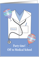 Invitation Off to Medical School Party, Shirt, Stethoscope & Balloons card