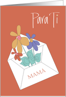 Pensando en Ti para Mam, Un Sobre y Flores de Colores Brilliantes card