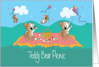 Teddy Bear Picnic with Bears Flying Kites and Kites Flying Bears card